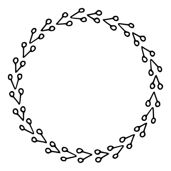 Cadre vectoriel noir et blanc dans un style rustique. couronne de branches — Image vectorielle