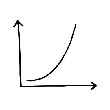 Business Hand 'in basamak büyüme grafiği. Beyaz grafik xy çizgileri. Büyüme ve düşüş, gelir artışı ve düşüşü, hisseler. Ölçekle, yakınlaştır, yakınlaştır. Doodle illüstrasyon siyah vuruş beyaz arkaplanda izole