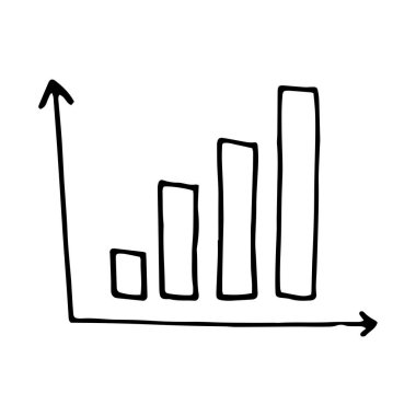 Business Hand 'in basamak büyüme grafiği. Beyaz grafik xy çizgileri. Büyüme ve düşüş, gelir artışı ve düşüşü, hisseler. Ölçekle, yakınlaştır, yakınlaştır. Doodle illüstrasyon siyah vuruş beyaz arkaplanda izole