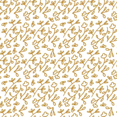 Yaprak deseninin vektör çizimi. Çiçekli organik arka plan. El yapımı yaprak dokusu. Altın getirilmiş renk.