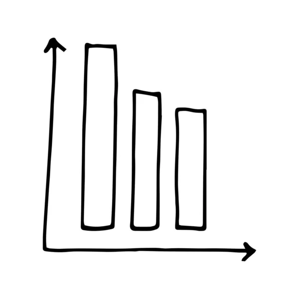 ビジネスハンドライティングステップ成長グラフのセット 白いグラフのXy線 成長と減少 所得の開発と減少 拡大縮小拡大縮小 白い背景に隔離された落書きイラスト黒いストローク — ストックベクタ