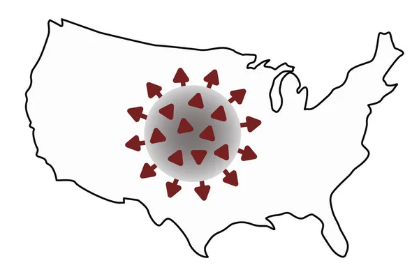 Заразні Hiv Aids, Flur або Coronavirus з картою Уса. Коронавірус з фартуха. Вірус спалаху і грипу, уса, Сполучені Штати Америки, covid-19, — стоковий вектор