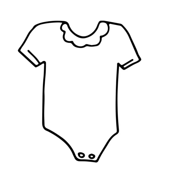 Baby Newborn Hand Drawn Doodle Set Onesie Pacifier Rattle Vector — Stockový vektor