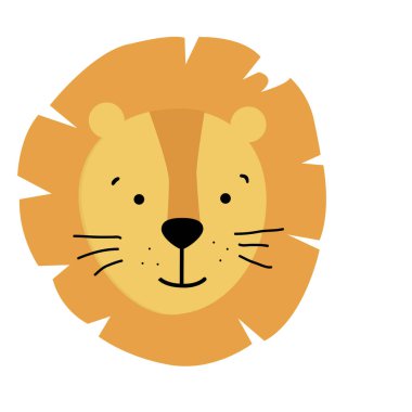 İskandinav tarzında sevimli hayvanlar. Aslan, ayı, panda, kaplan. Bebek tekstil, ambalaj kağıdı, vektör içinde duvar kağıdı için hayvan başları karikatür arka planı.