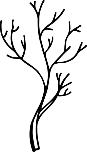 Ручной Рисунок Ветки Сухими Зимними Линиями Несколько Маленьких Плюсов Один — стоковый вектор
