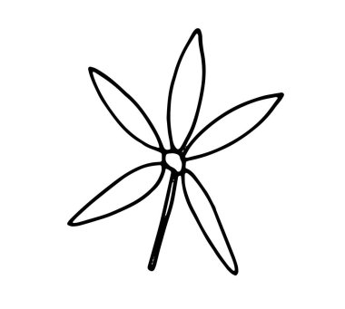 El çizimi yaprak vektörü çizimi. Büyük tropikal izin. Basit bir siyah vuruş. Tasarımınız için çiçek hattı izole edilmiş grafik elementleri, klasik tasarım için çiçek koleksiyonu.