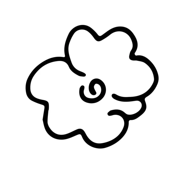 手工画的花的涂鸦 简单线条素描花卉收藏 黑色和白色与字母花 在白色背景上孤立的向量图 — 图库矢量图片