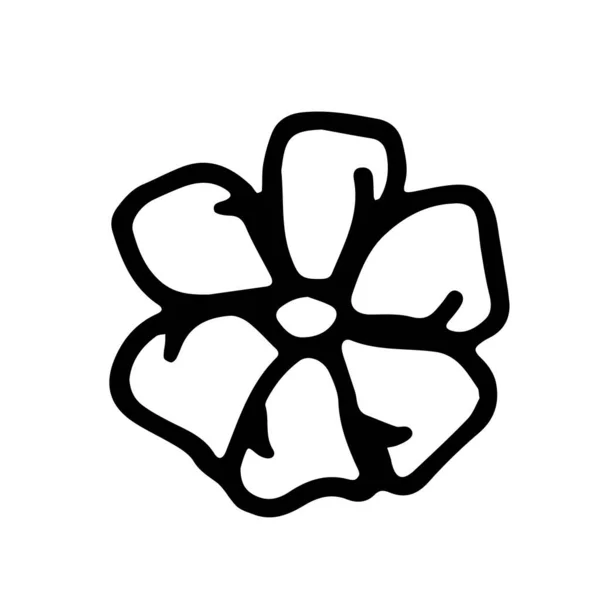 手描きの花のドア シンプルなラインスケッチの花のコレクション 白と黒の文字の花 白を基調としたベクトルイラスト — ストックベクタ