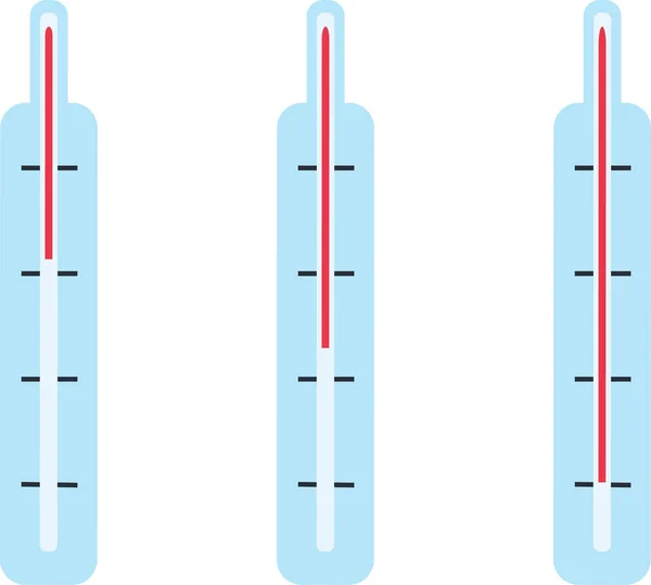 隔離測定のための医療用温度計 熱温度と通常 温度を示す通常の温度計の設計テンプレート ベクターイラスト — ストックベクタ