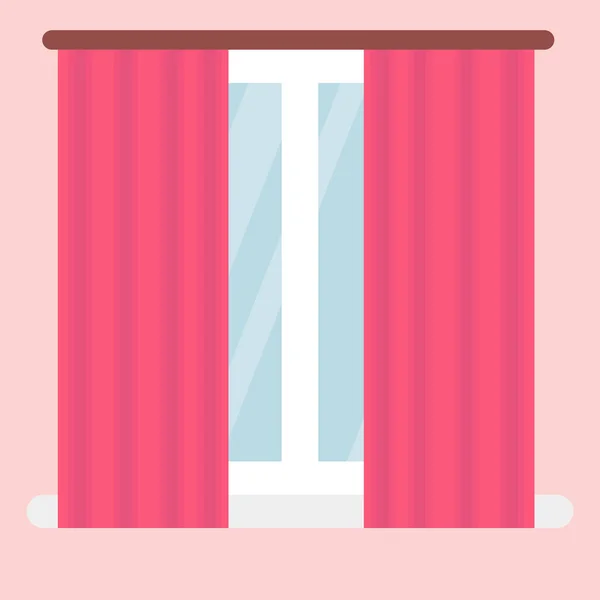 Просте Вікно Рожевими Смугастими Жалюзі Або Шторами Білі Віконні Рами — стоковий вектор