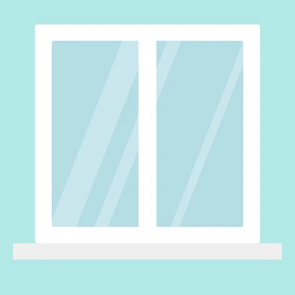 有窗帘或窗帘的简单窗户 白色窗框 矢量虚幻的扁平风格 — 图库矢量图片