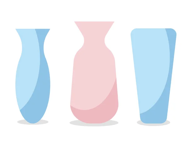 Set Icone Del Vaso Collezione Ceramiche Sfondo Bianco Con Ombra — Vettoriale Stock