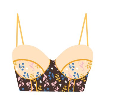 Güzel desenli ve dantelli sutyen. El çizimi desenli ve alttaki çiçek elementleriyle renklendirilmiş.. 