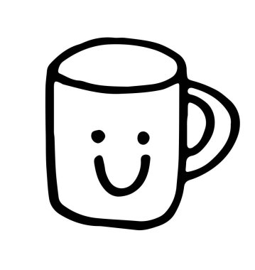 Gülümseyen bir el resmi bardağı. Komik resim, Kawaii tarzı. Çizim illüstrasyonu 