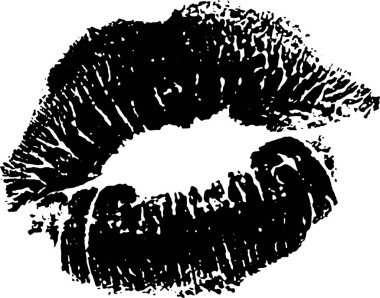 Siyah ve beyaz dudak izi. Öpücük günü. Simge ve simgeleri öp. 