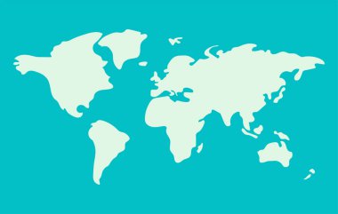 Yaklaşık olarak soyut dünya haritası yeşil renklerde. Çocukça çizimler. Vektör illüstrasyonu. 