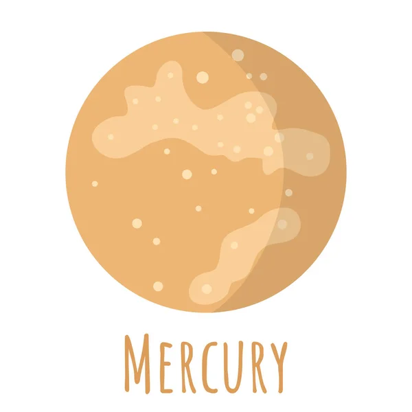 Merkur Planet Für Logo Weltraum Symbol Transparenter Schatten Und Schriftzug — Stockvektor