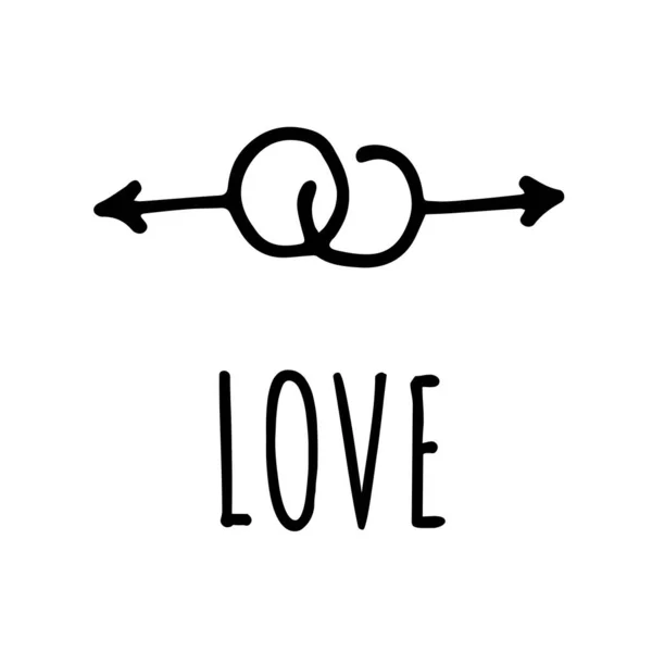 Dua Simbol Wanita Terhubung Gaya Corat Coret Lettering Love Slogan - Stok Vektor