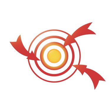 Beyaz arka planda kırmızı tıbbi acı çemberi. Yerelleştirme, yayılma ve acının nedeni üzerinde etki. Tıbbın merkezi ve etkilerinin sembolü. İlaçlar için imza, ağrı kesiciler için hedef.