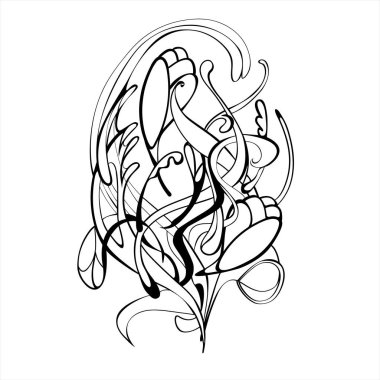 izole beyaz zemin üzerine siyah çiçek. vektör çizim