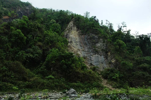 Vista de montanha verde como uma parede — Fotografia de Stock