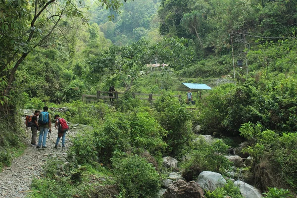 Narrow path in midst of mountains