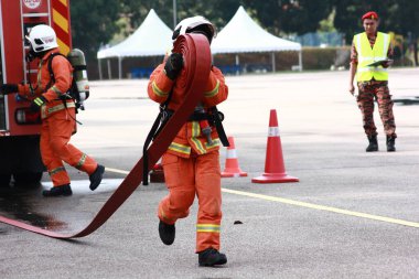 Seremban, 29 Eylül 2018. Seremban 'da itfaiyeciler için Yetenek Yarışması düzenlendi..