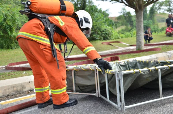 Seremban Malásia Fevereiro 2015 Forças Especiais Hazmat Fire Rescue Departamento — Fotografia de Stock