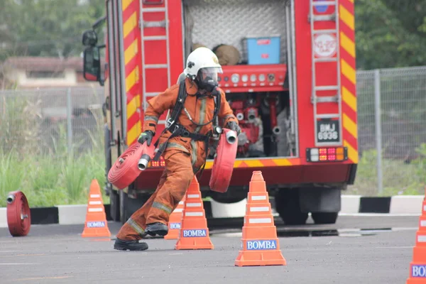 Seremban Σεπτεμβρίου 2018 Διαγωνισμός Δεξιοτήτων Ικανότητας Για Πυροσβέστες Πραγματοποιήθηκε Στο — Φωτογραφία Αρχείου