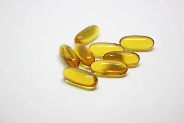 Žlutá Barva Pilulky Bílém Pozadí — Stock fotografie