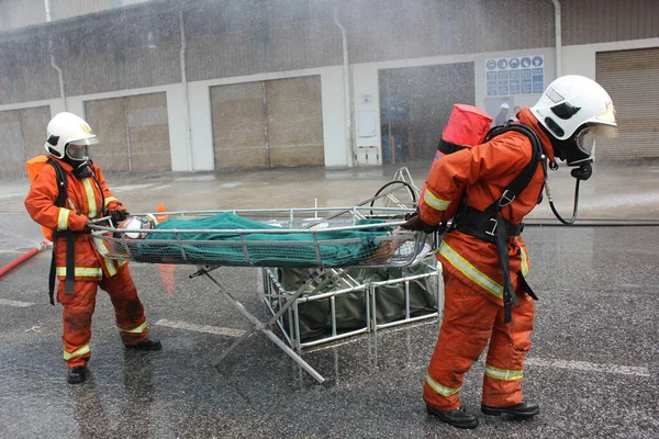 Seremban Malásia Fevereiro 2015 Forças Especiais Hazmat Fire Rescue Departamento — Fotografia de Stock