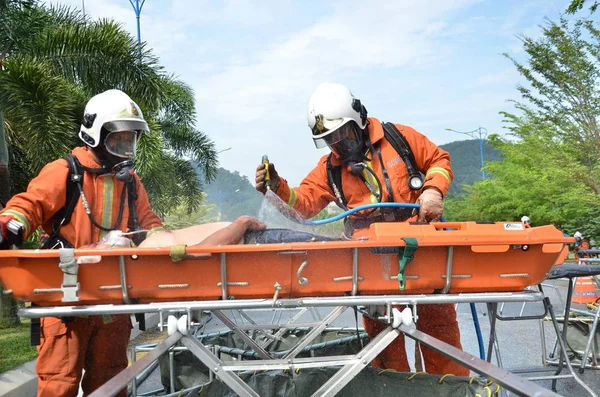 Seremban Malásia Fevereiro 2015 Forças Especiais Hazmat Fire Rescue Departamento — Fotografia de Stock