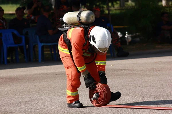 Seremban Września 2018 Konkurs Umiejętności Kompetencyjnych Dla Strażaków Odbył Się — Zdjęcie stockowe