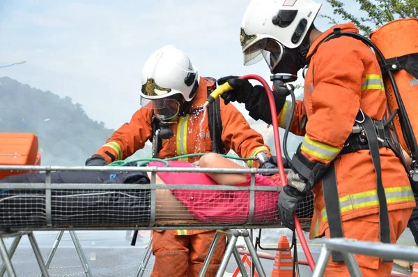 Seremban Malásia Fevereiro 2015 Forças Especiais Hazmat Fire Rescue Departamento — Fotografia de Stock