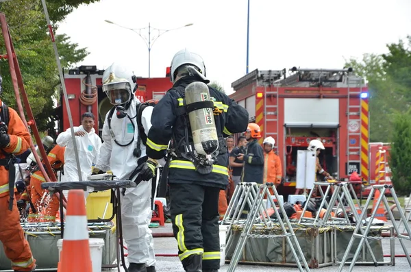 Seremban Malasia Febrero 2015 Las Fuerzas Especiales Hazmat Fire Rescue —  Fotos de Stock