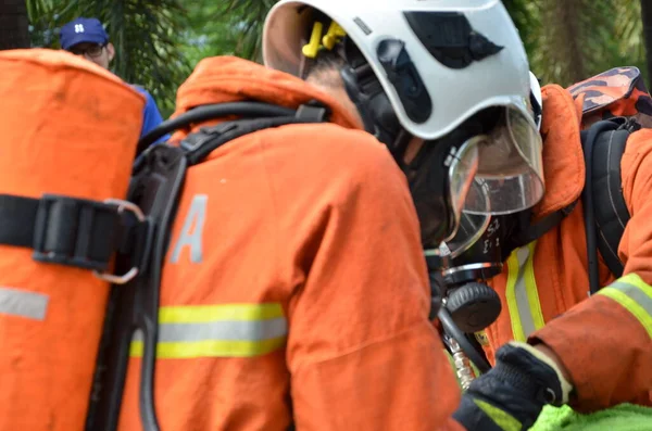 Seremban Malásia Fevereiro 2015 Forças Especiais Hazmat Fire Rescue Departamento — Fotografia de Stock