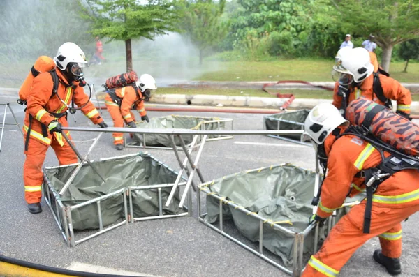 Seremban Malasia Febrero 2015 Las Fuerzas Especiales Hazmat Fire Rescue —  Fotos de Stock