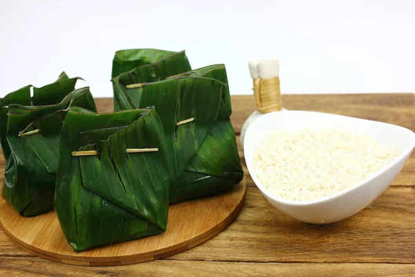 Zongzi, traditional Chinese rice dish made of glutinous rice and stuffed with wrapped bamboo leaves