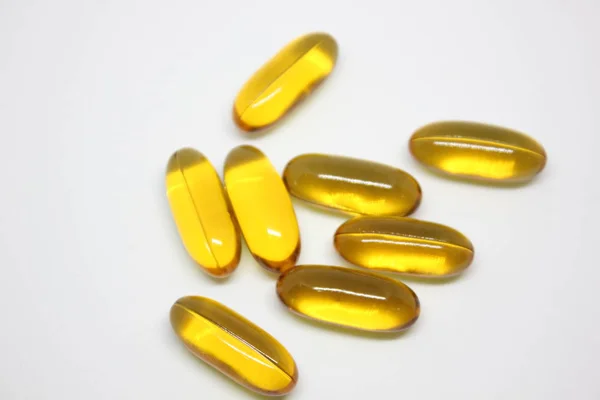 Žlutá Barva Pilulky Bílém Pozadí — Stock fotografie