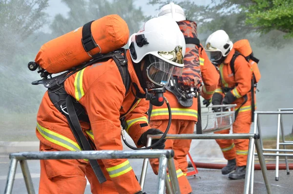 Seremban Malásia Fevereiro 2015 Forças Especiais Hazmat Fire Rescue Departamento — Fotografia de Stock