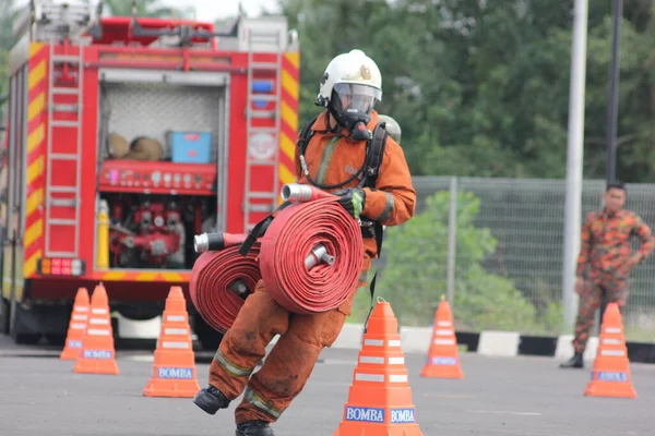 Seremban Września 2018 Konkurs Umiejętności Kompetencyjnych Dla Strażaków Odbył Się — Zdjęcie stockowe