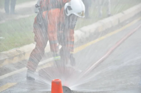 Seremban Malásia Fevereiro 2015 Forças Especiais Hazmat Fire Rescue Departamento — Fotografia de Stock