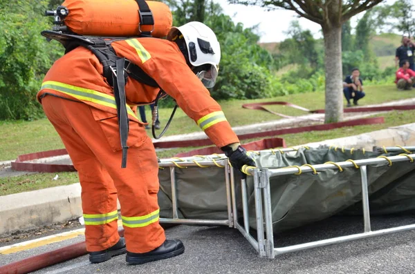 Seremban Malásia Fevereiro 2015 Forças Especiais Hazmat Fire Rescue Departamento — Fotografia de Stock