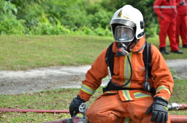 Seremban Malásia Fevereiro 2015 Forças Especiais Hazmat Fire Rescue Departamento — Fotografia de Stock