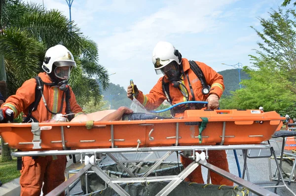 Seremban Malásia Fevereiro 2015 Forças Especiais Hazmat Fire Rescue Departamento — Fotografia de Stock