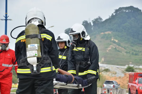 Seremban Malasia Febrero 2015 Las Fuerzas Especiales Hazmat Fire Rescue —  Fotos de Stock