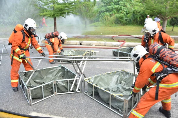 Seremban Malasia Febrero 2015 Las Fuerzas Especiales Hazmat Fire Rescue —  Fotos de Stock