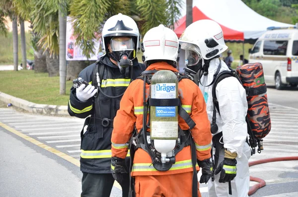 Seremban Malasia Febrero 2015 Las Fuerzas Especiales Hazmat Fire Rescue —  Fotos de Stock