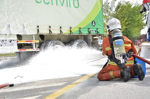 Seremban Maleisië Februari 2015 Speciale Troepen Hazmat Fire Rescue Department — Stockfoto