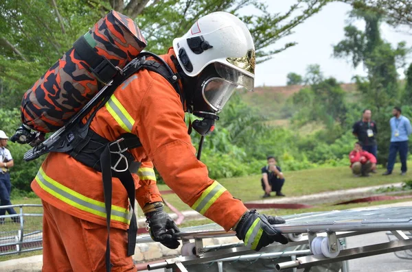 Seremban Malasia Febrero 2015 Las Fuerzas Especiales Hazmat Fire Rescue —  Fotos de Stock